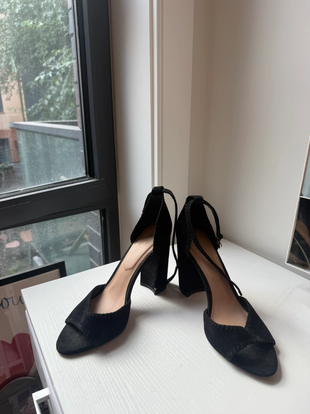 ALDO Black Suede Ankle Strap Heels - photo 3