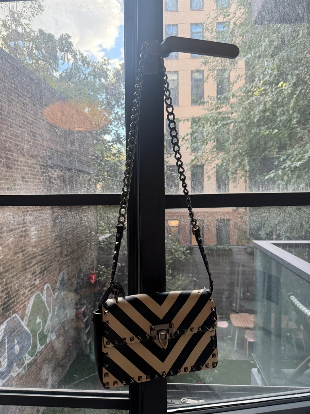 Valentino- Black and White Studded Crossbody Bag - photo 2