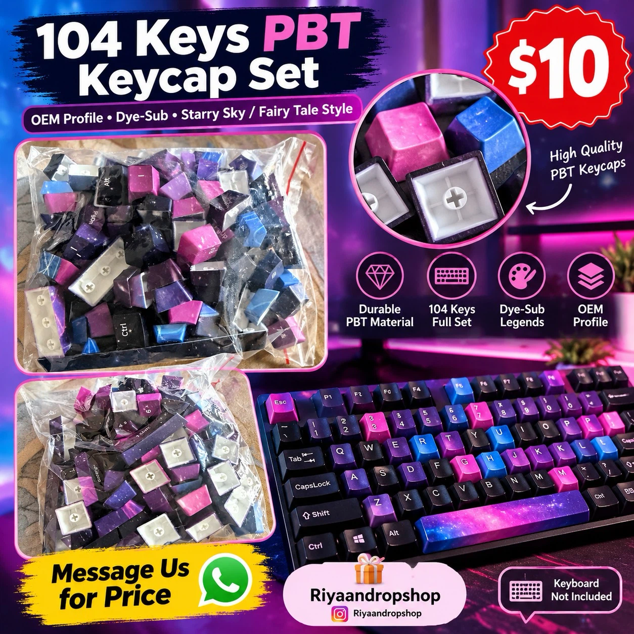 104 Keys PBT Keycap Set Starry Sky