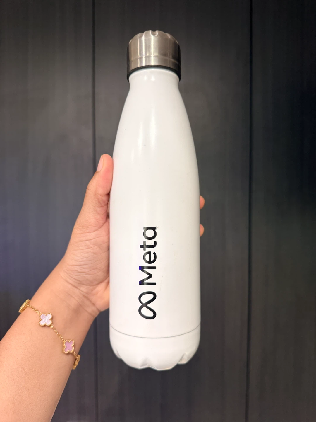 Meta Branded White Water Bottle