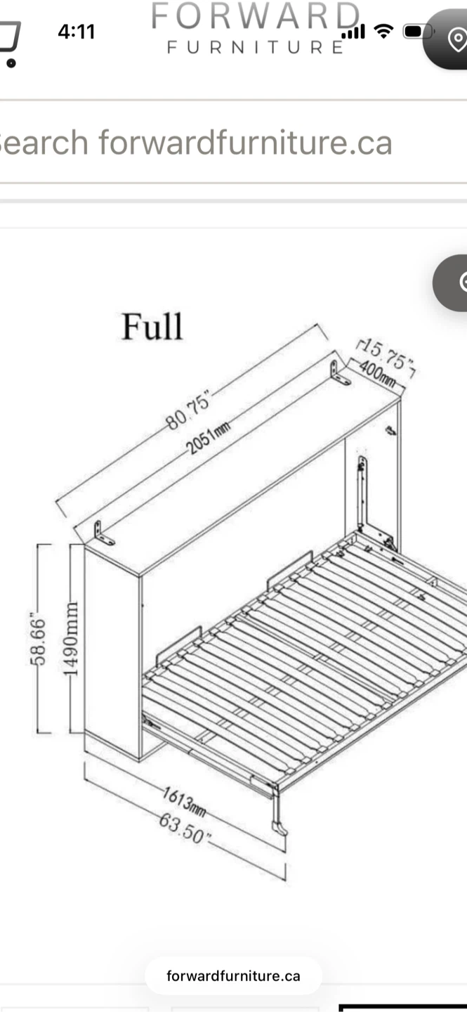 Heidi Horizontal Murphy Bed & Mattress - photo 3