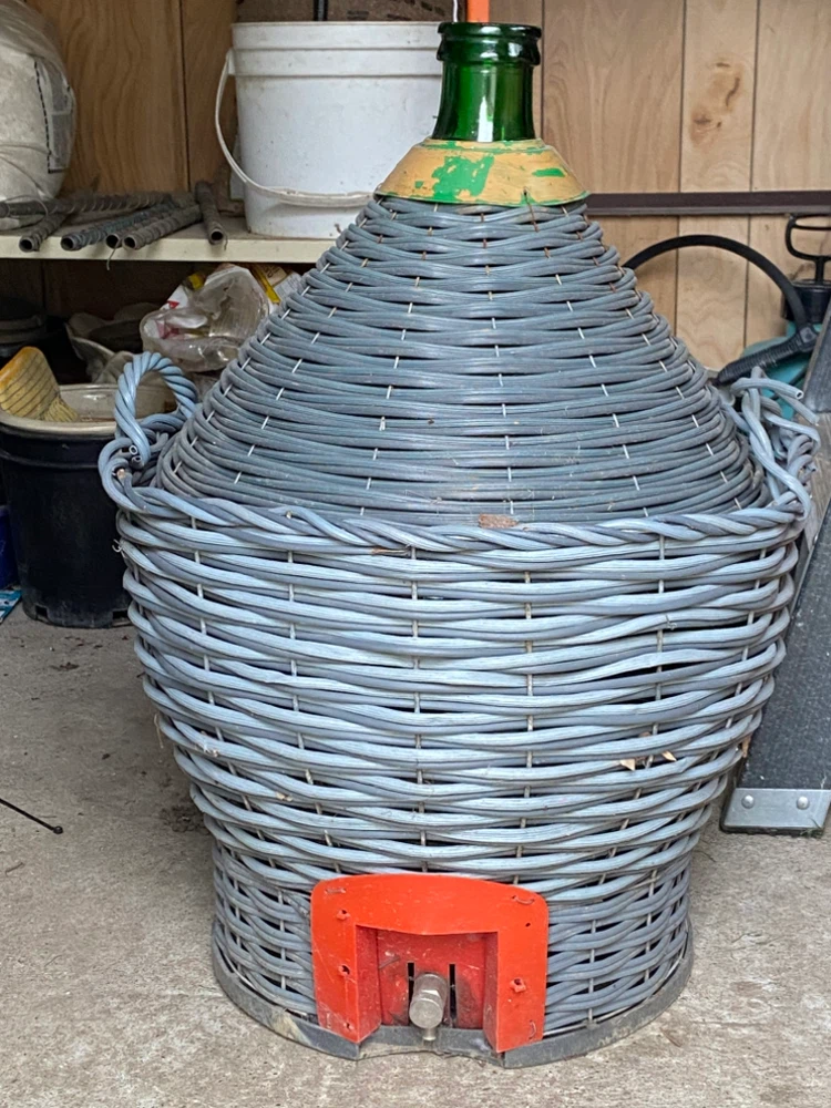 Wicker Wrapped Glass Demijohn with Spigot