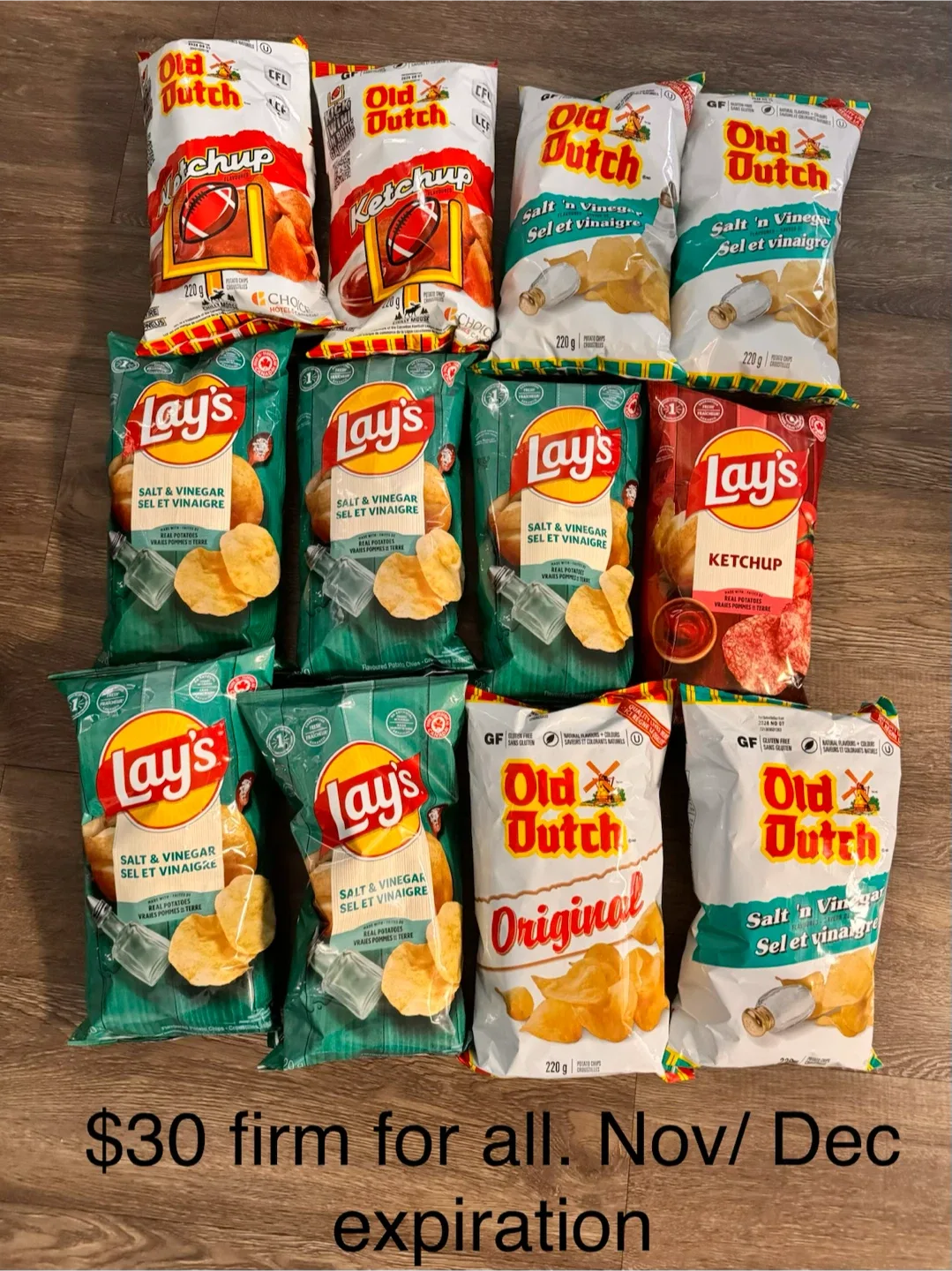 12 Assorted Potato Chip Bags. Firm price