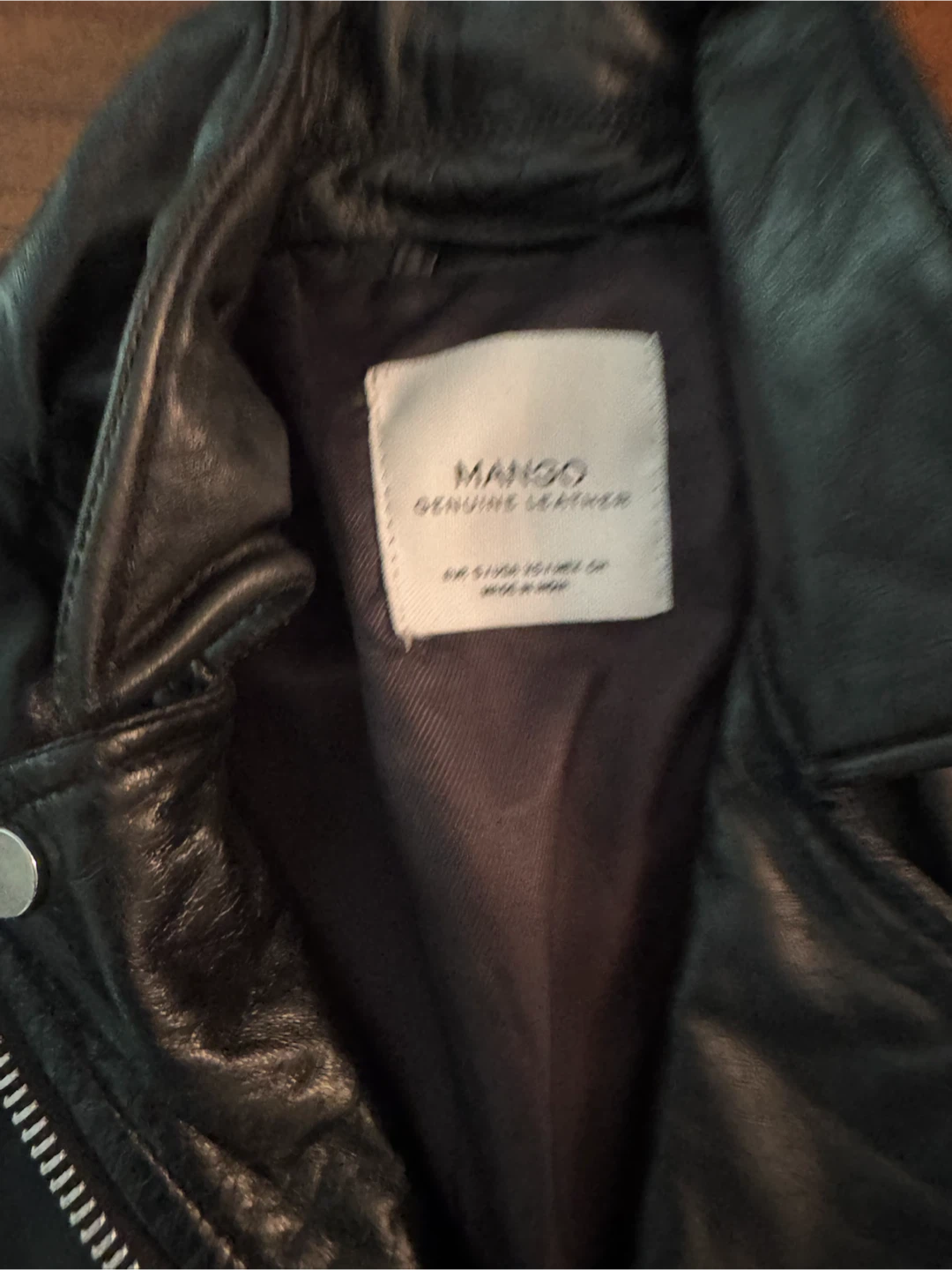 Mango Genuine Leather Biker Jacket - Size S - photo 2