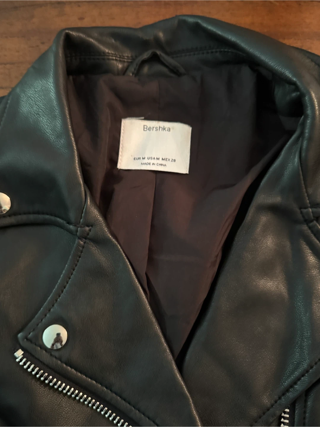 Bershka Black Faux Leather Biker Jacket - photo 3
