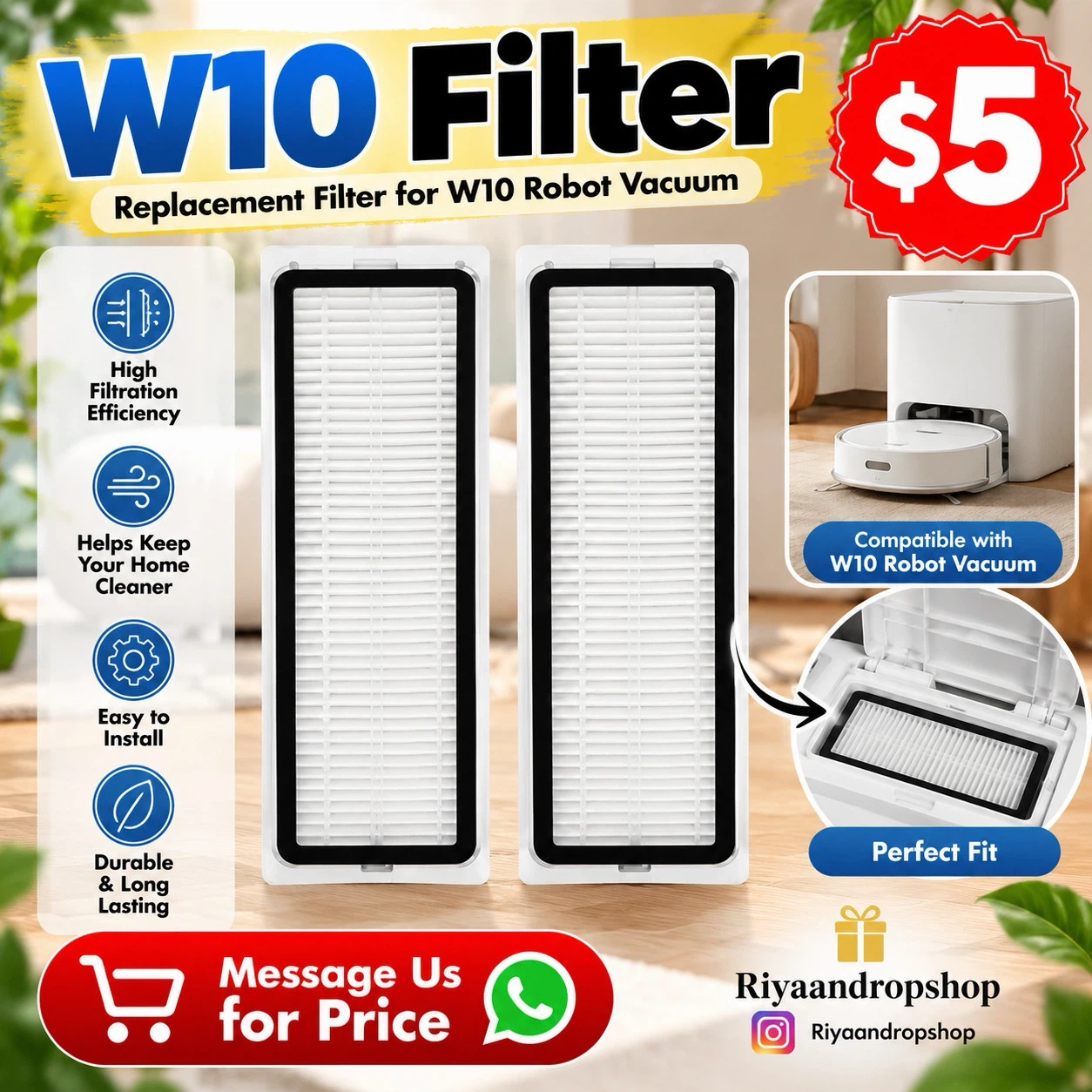 W10 Robot Vacuum Replacement Filters