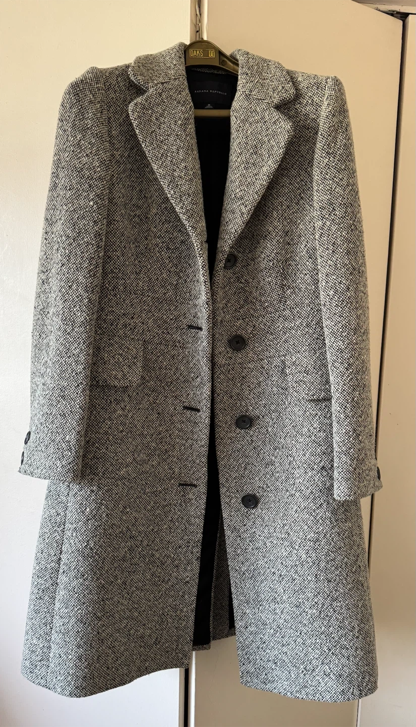 Banana Republic Grey Tweed Wool-Blend Coat