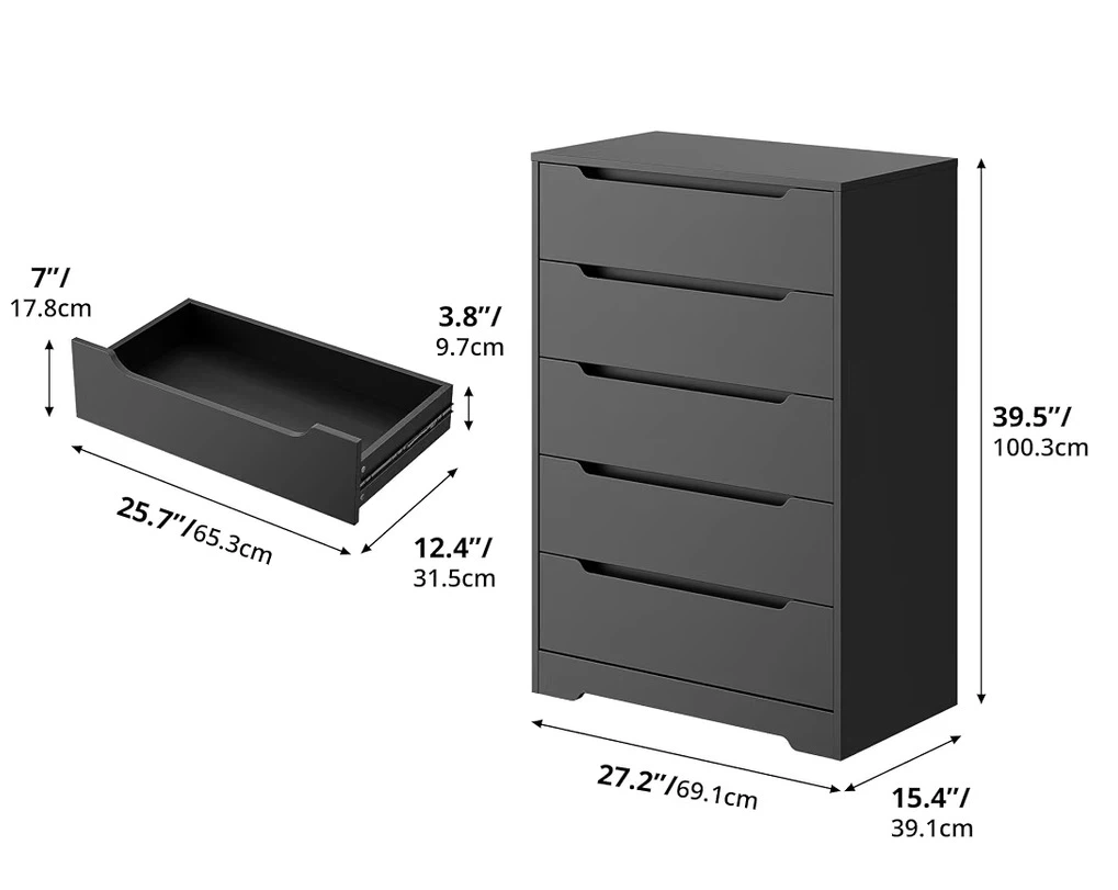 Black 5-Drawer Storage Chest - photo 2