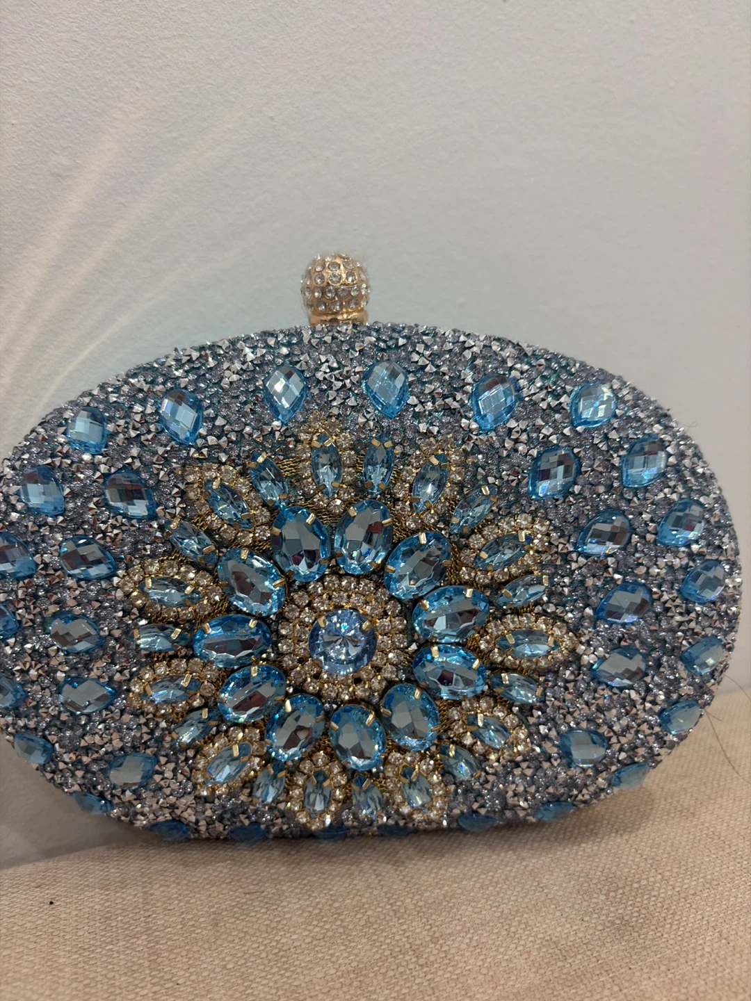 Blue Crystal Embellished Clutch Bag - photo 2