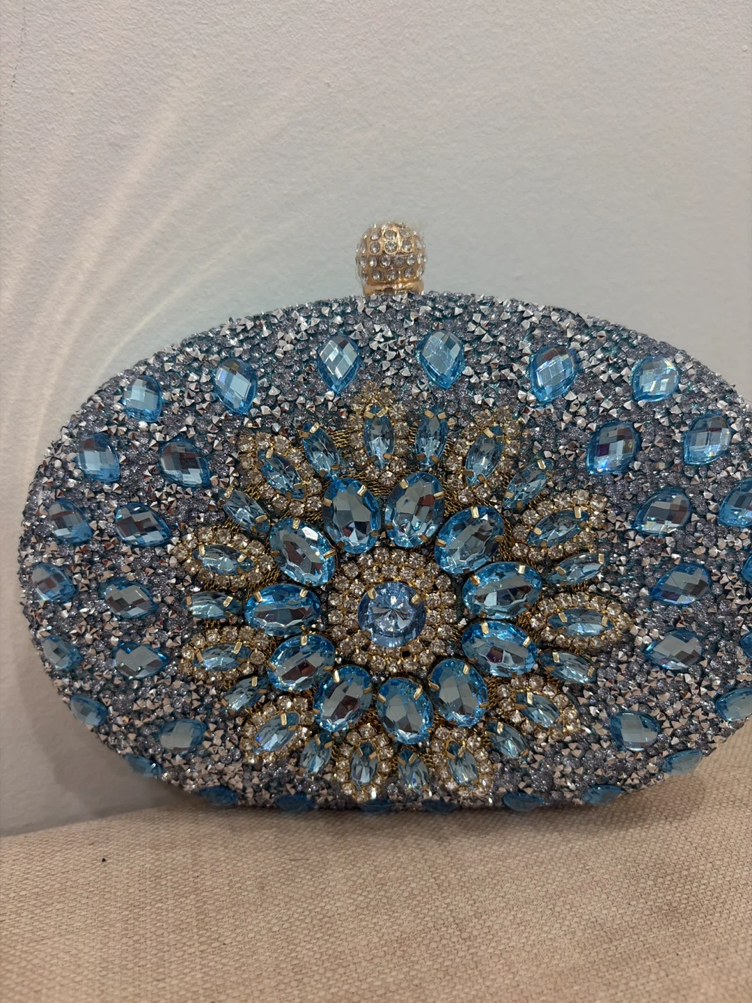 Blue Crystal Embellished Clutch Bag - photo 3