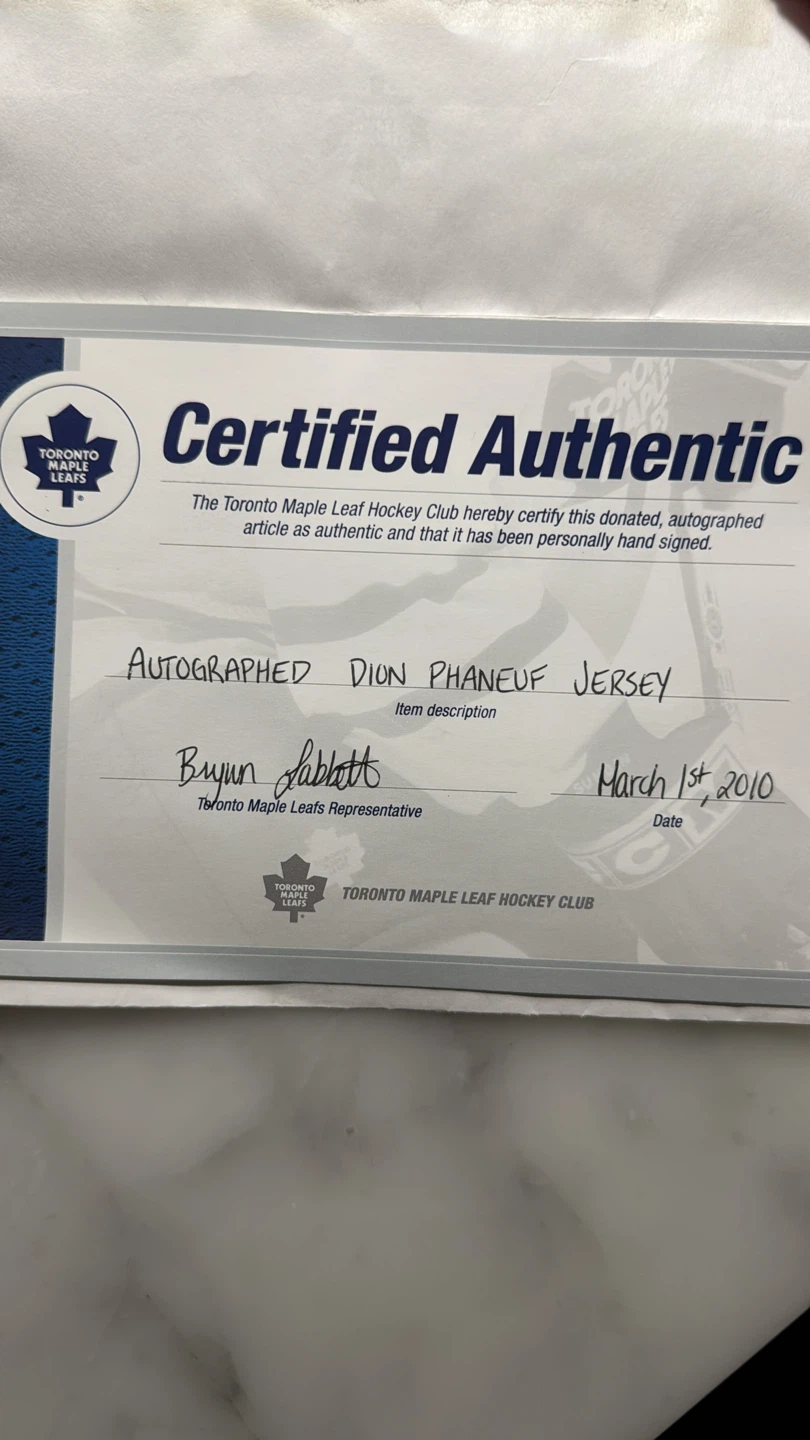 Dion Phaneuf Signed Toronto Maple Leafs Jersey - photo 3