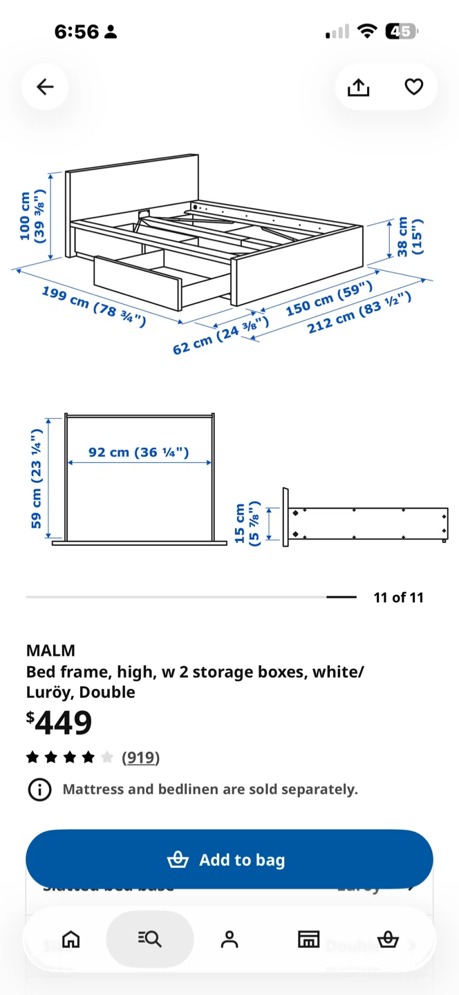 IKEA MALM queen size Bed Frame with 2 Storage Boxes - photo 2