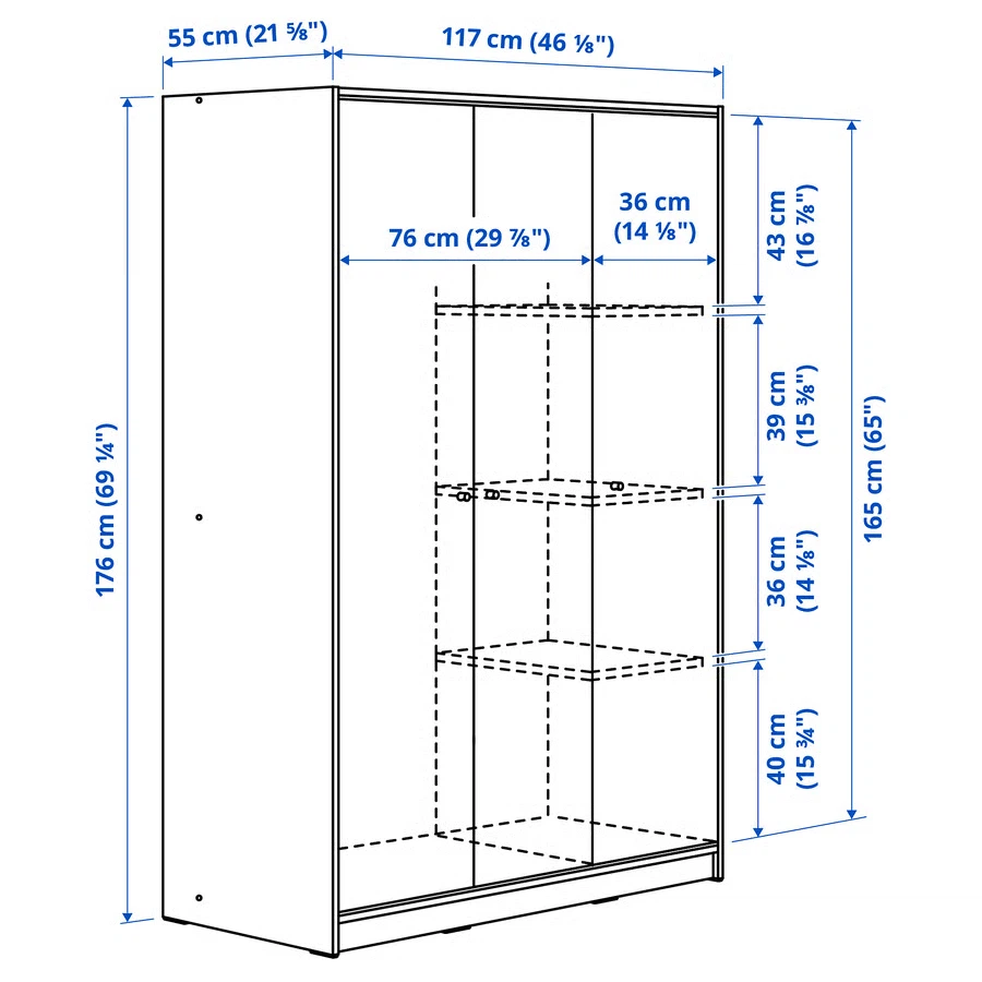 IKEA White 3-Door Wardrobe - photo 3