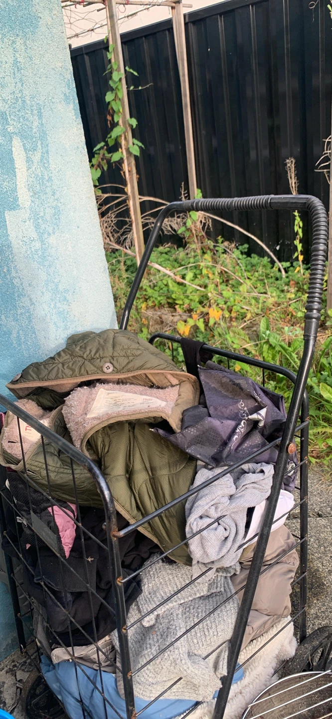 Metal Utility Shopping Cart with assorted woman clothes, etc. - photo 4