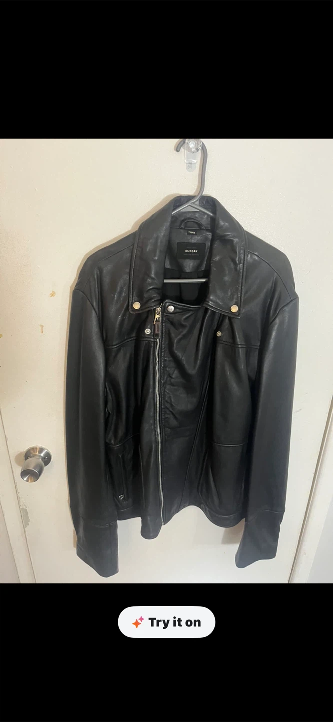 Rudsak Black Leather Jacket XXL