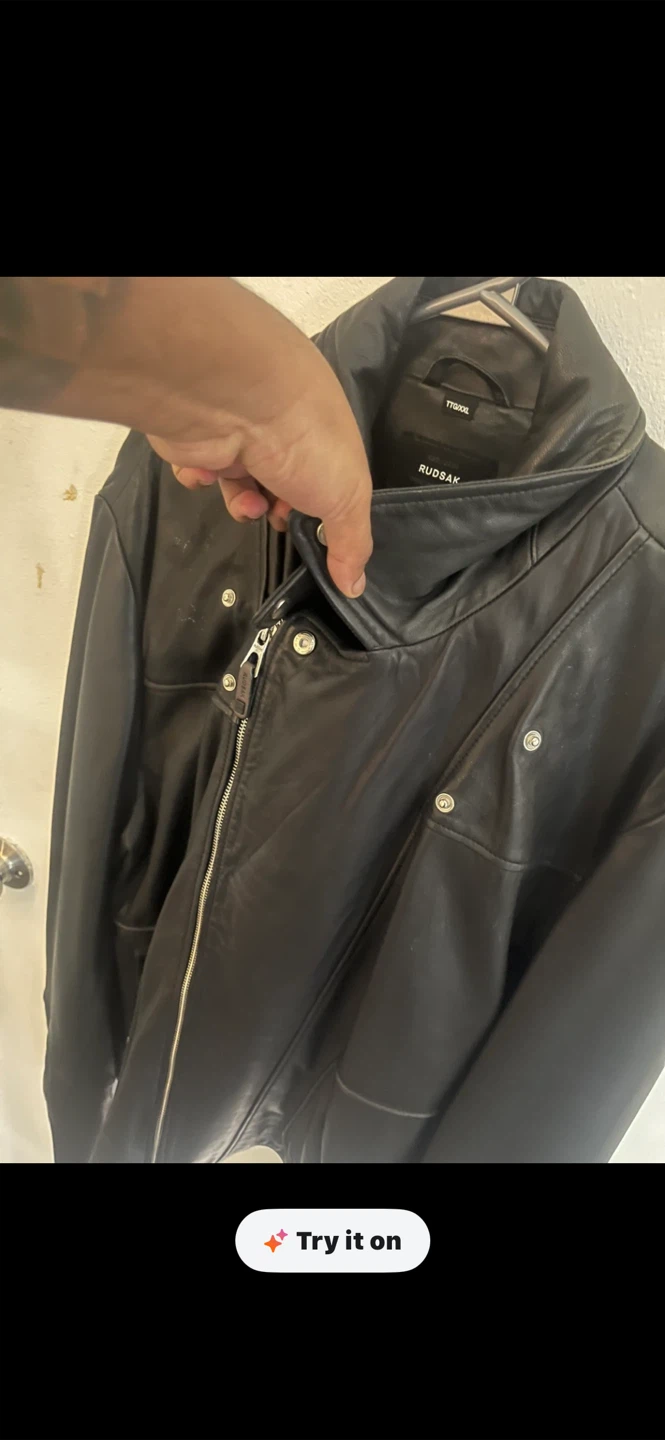 Rudsak Black Leather Jacket XXL - photo 5