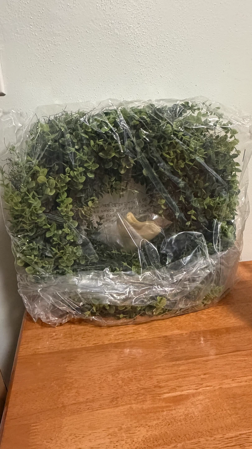 Artificial Boxwood Wreath with Ribbon