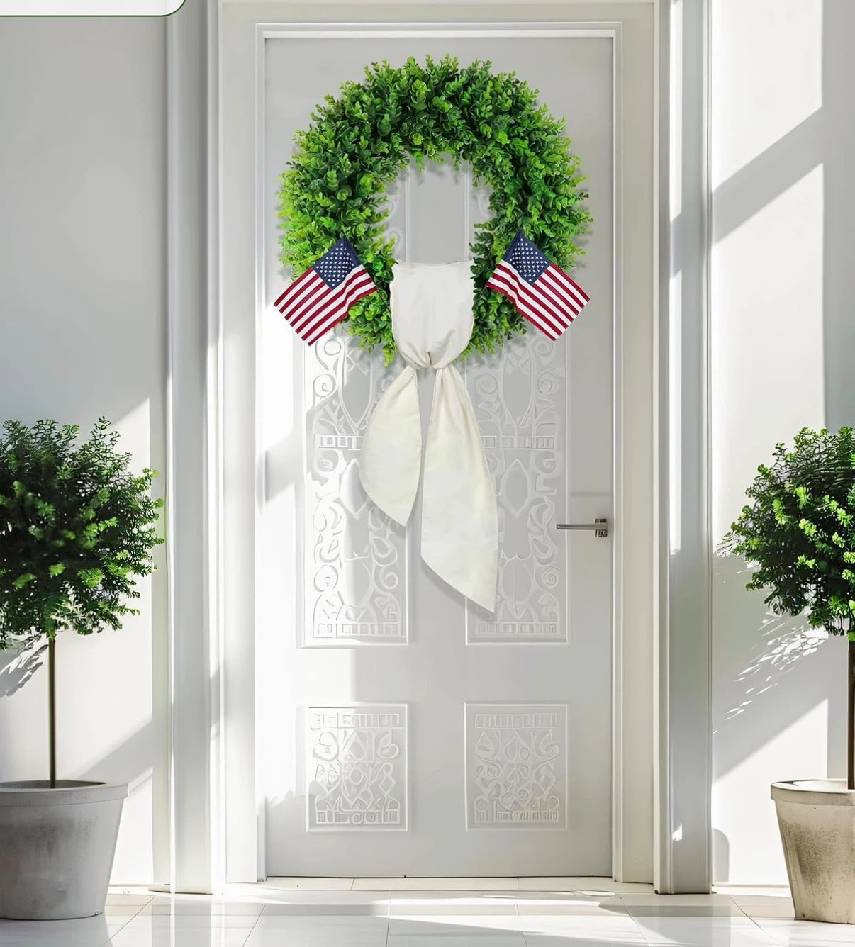 Artificial Boxwood Wreath with Ribbon - photo 3
