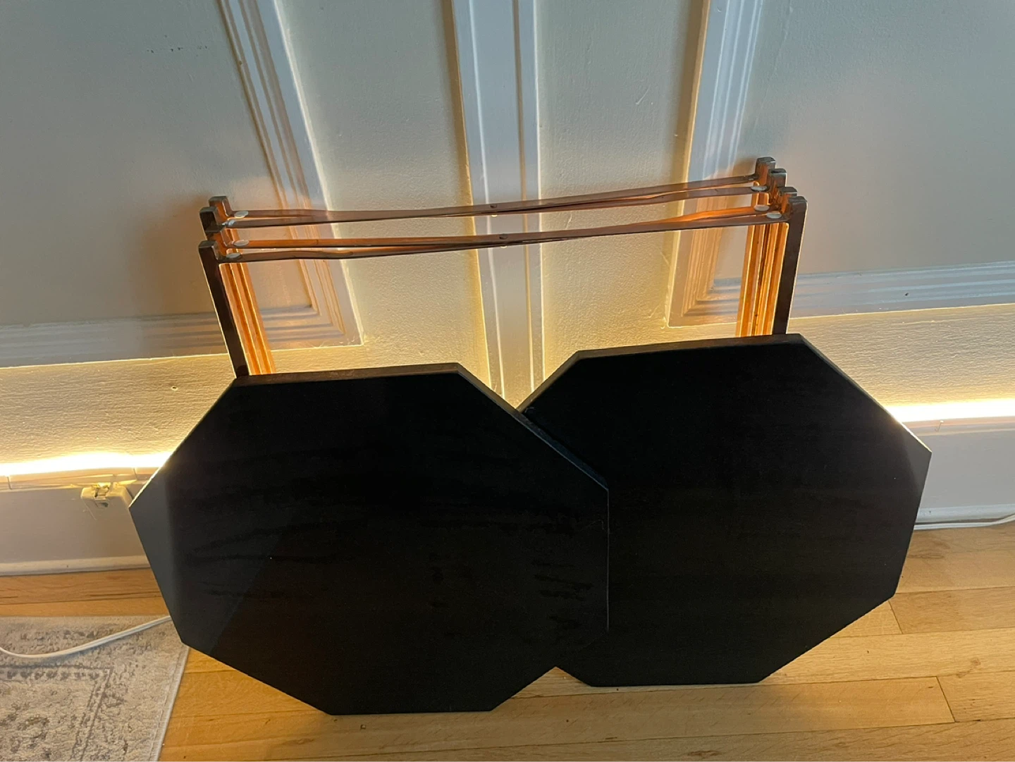 Pair of Granite Octagon Side Tables, Folding Copper Bases - photo 5