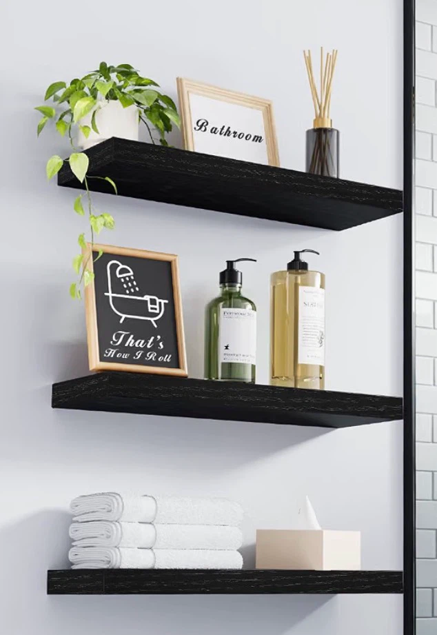 Set of 6 Black Floating Wall Shelves - photo 2