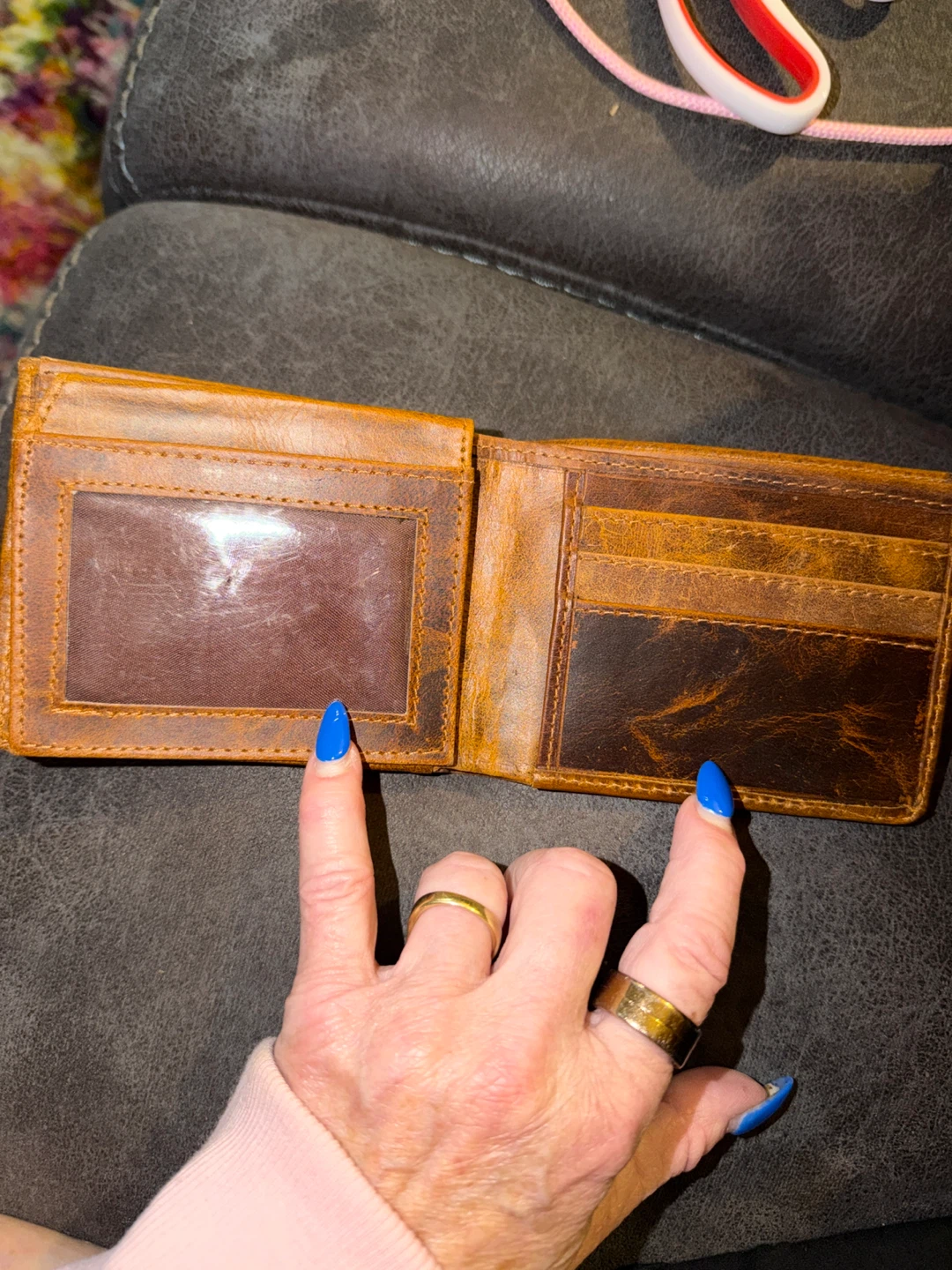 Cowhide and Brown Leather Bi-fold Wallet - photo 2