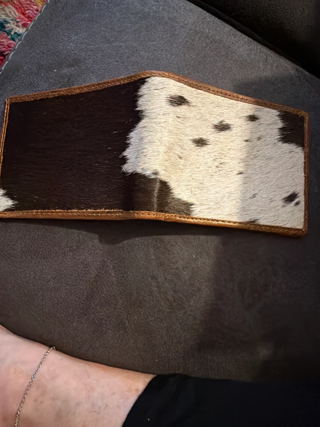 Cowhide and Brown Leather Bi-fold Wallet - photo 5