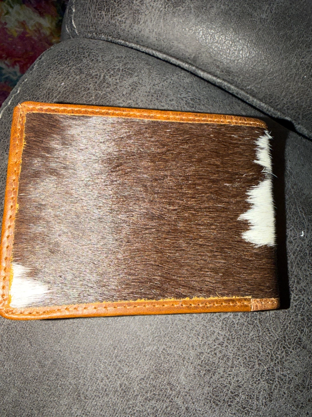Cowhide and Brown Leather Bi-fold Wallet - photo 4