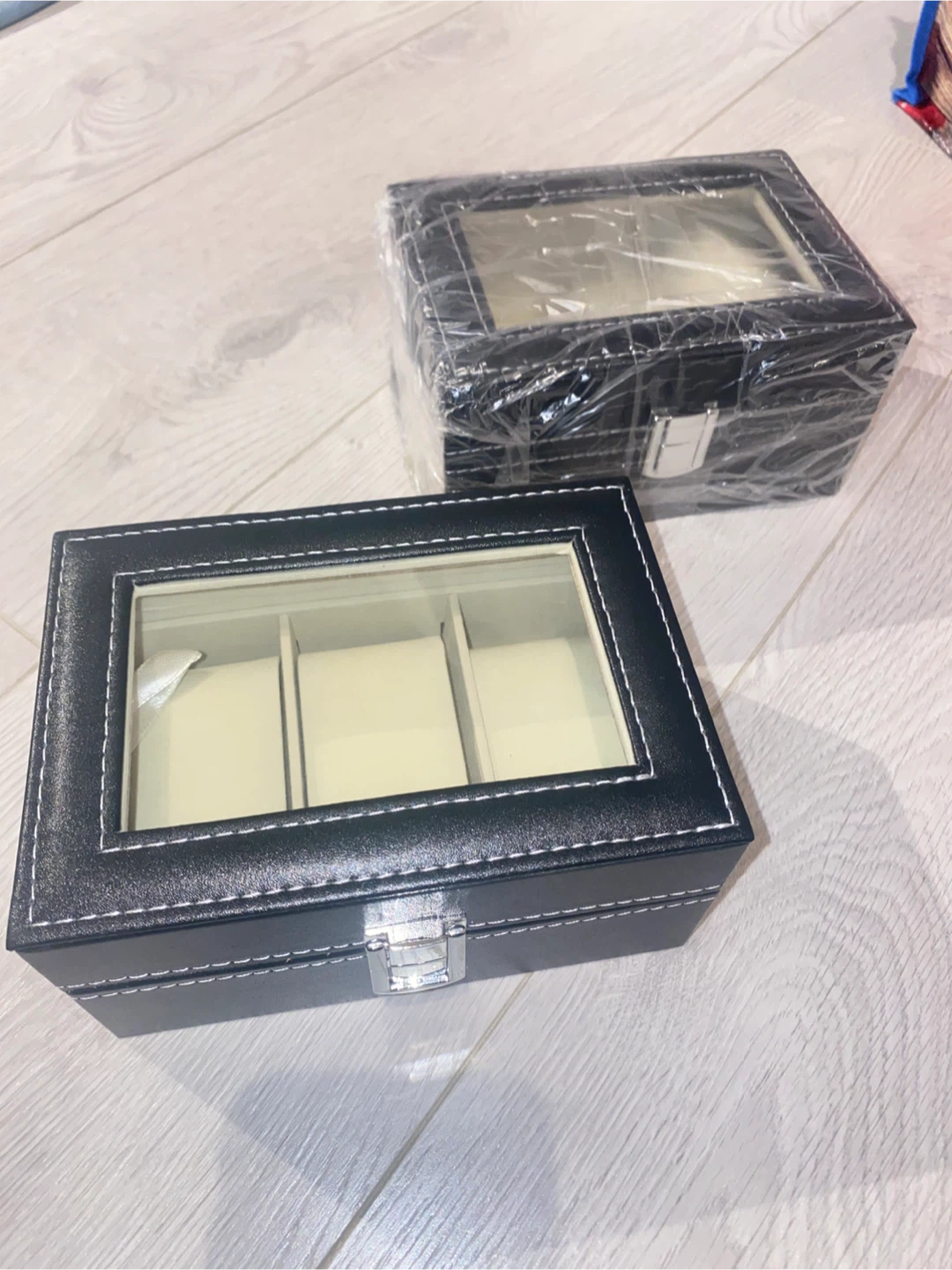 Two 3-Slot Watch Display Cases