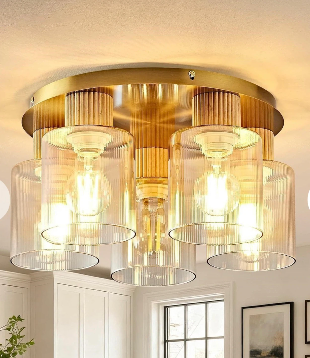 OKELI Modern Glass Flush Mount Ceiling Light