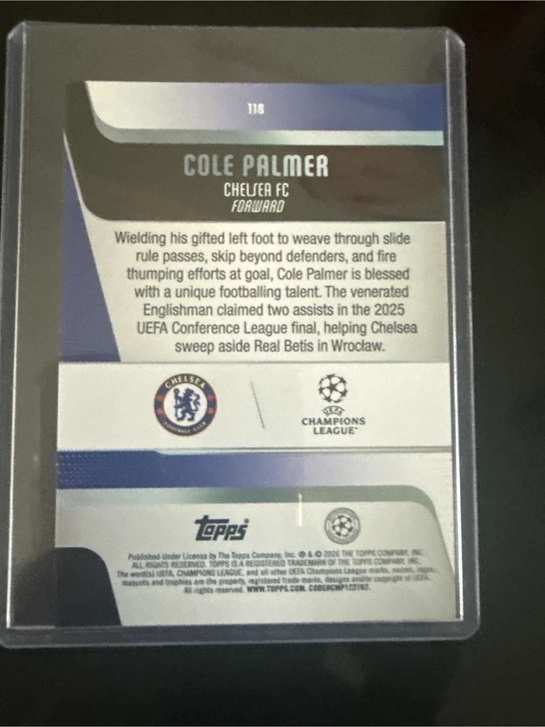 Topps Cole Palmer Chelsea FC Football Card - photo 2