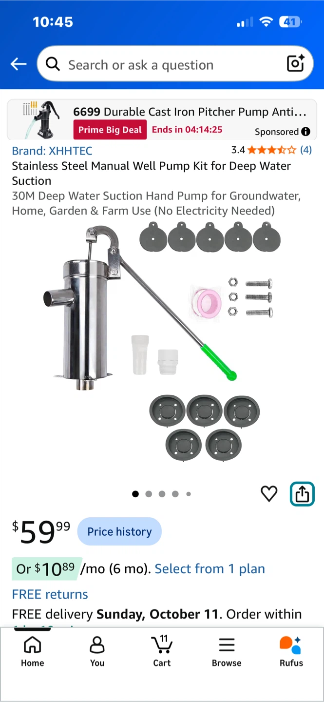 Stainless steel manual well pump - photo 5