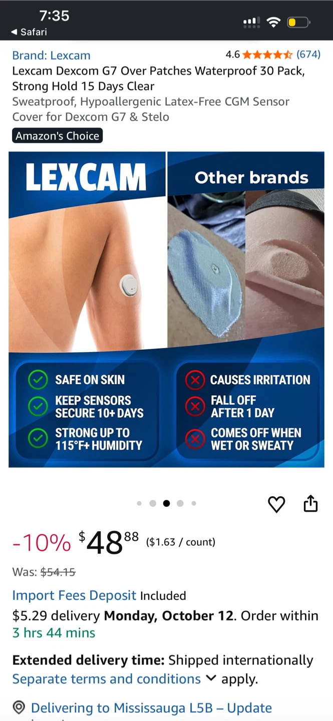 Lexcam Clear Adhesive Patches for Dexcom G7/Stelo - photo 3