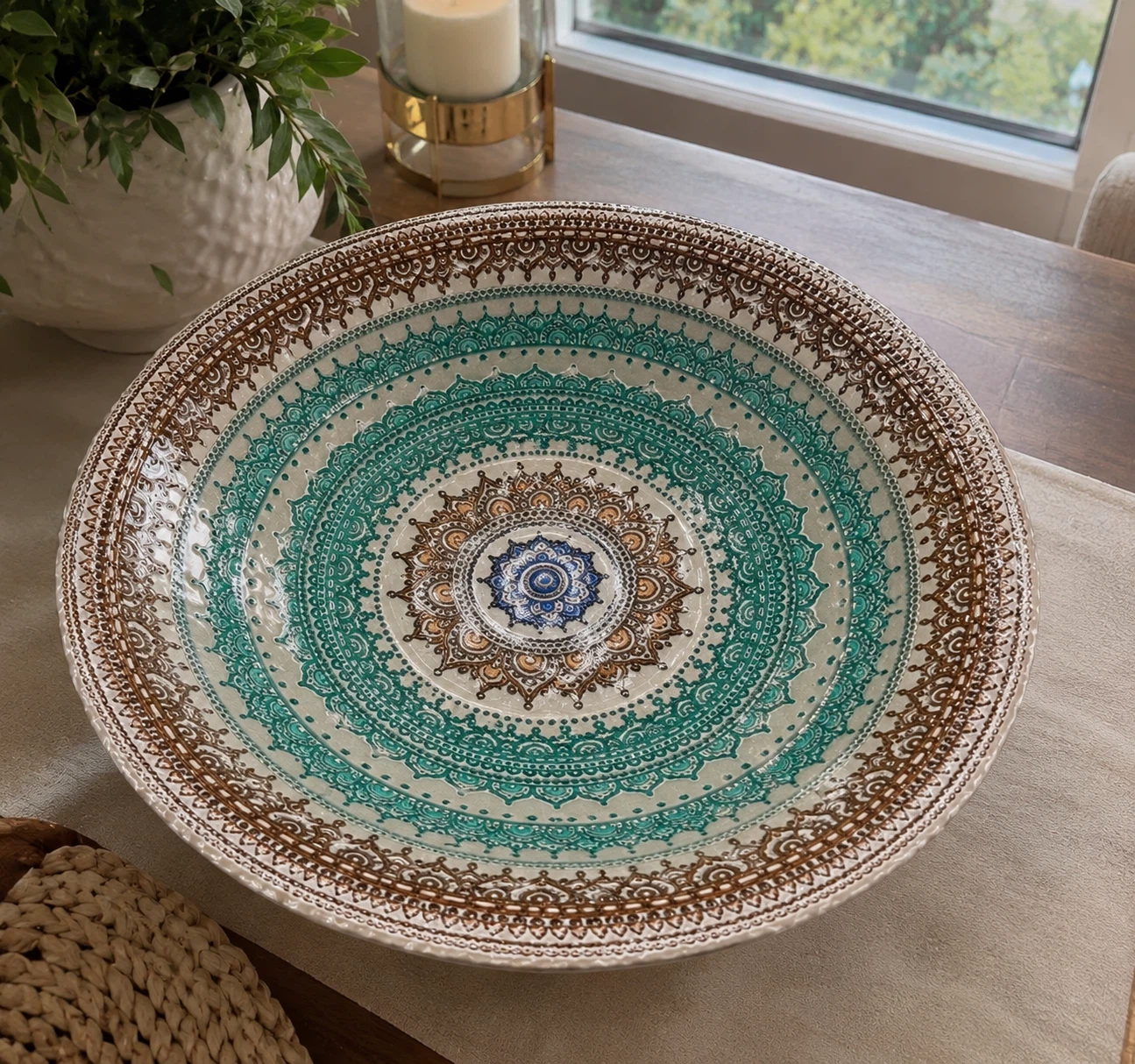 Real Turkish handmade Decorative Mandala Style Serving Bowl