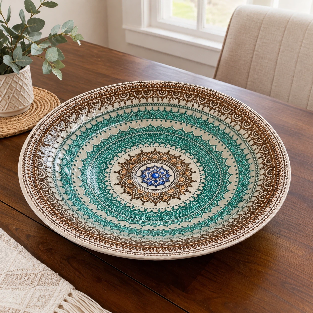 Real Turkish handmade Decorative Mandala Style Serving Bowl - photo 2
