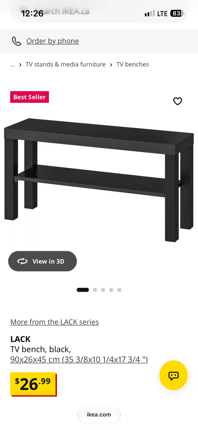 IKEA LACK TV Bench - Black