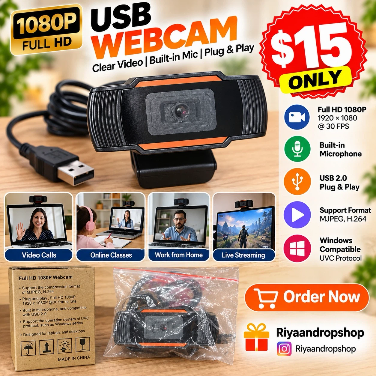 Full HD 1080P USB Webcam