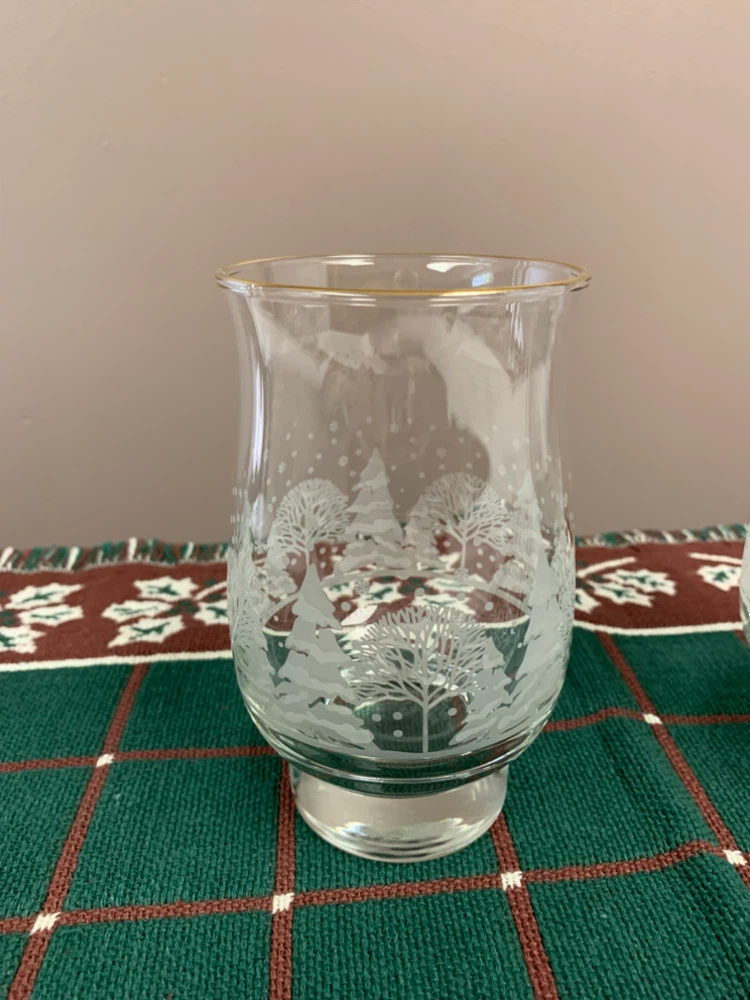 Set of Two Etched Winter Scene Glasses - photo 2