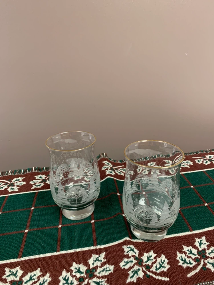 Set of Two Etched Winter Scene Glasses - photo 4