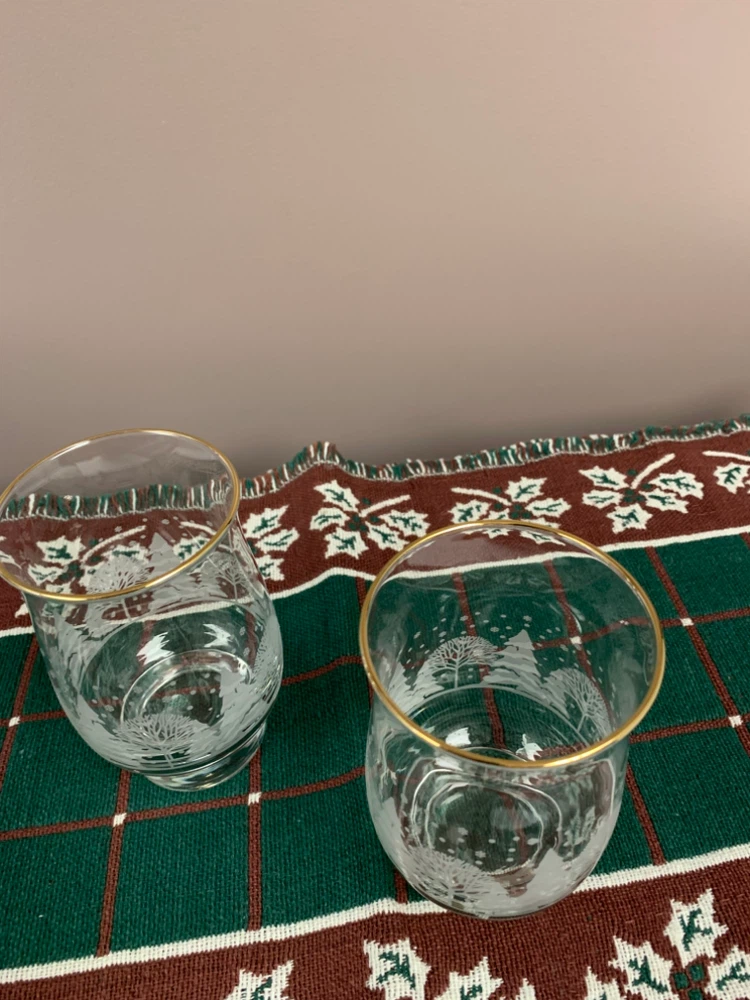 Set of Two Etched Winter Scene Glasses - photo 5