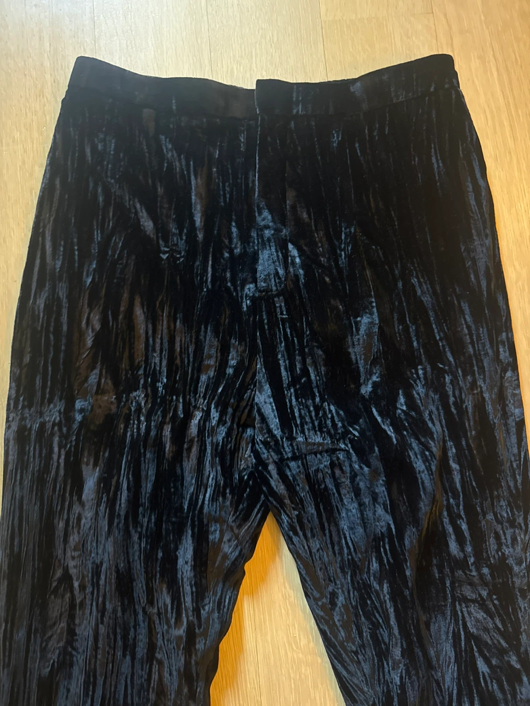 Saint Laurent Black Crushed Velvet Trousers