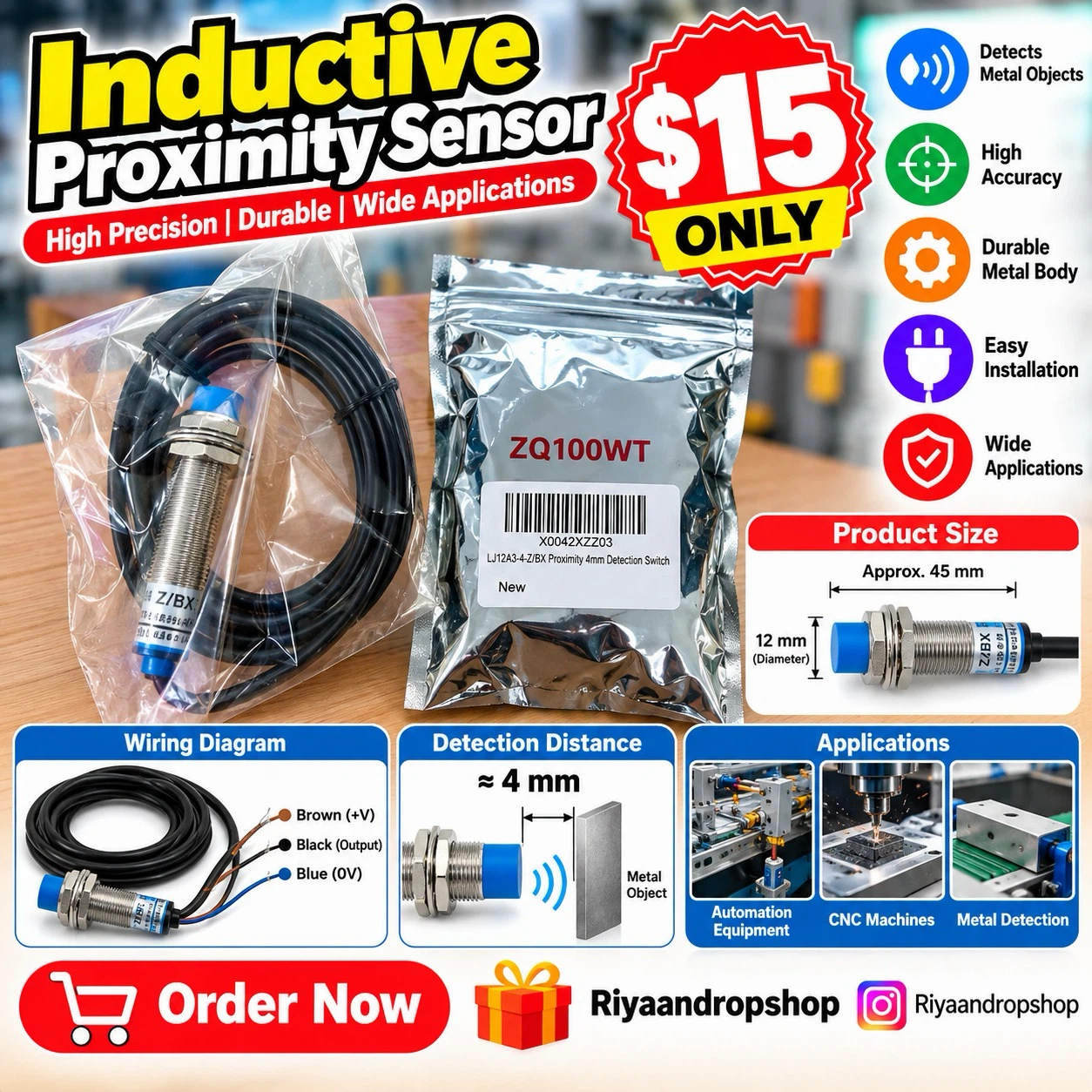 Inductive Proximity Sensor LJ12A3-4-Z/BX