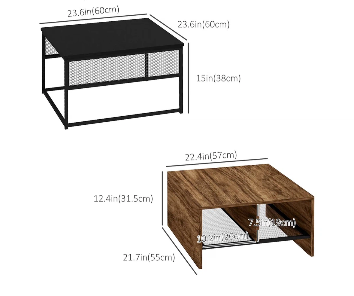Nesting Coffee Table Set Black and Walnut - photo 3