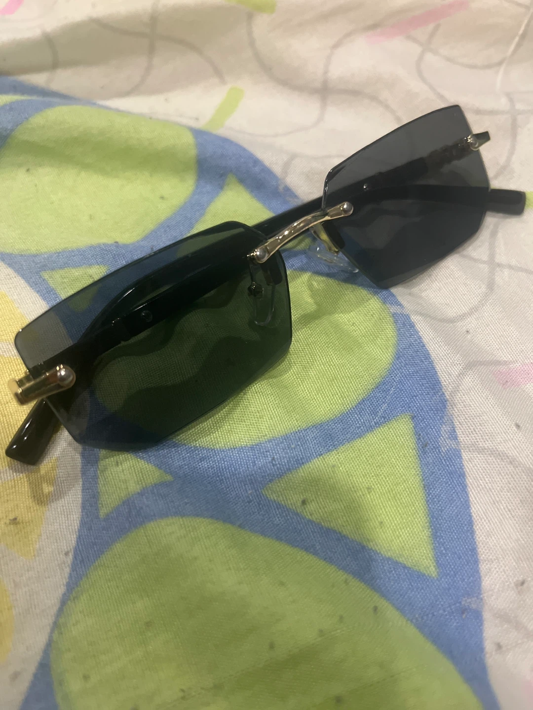 Rimless Rectangle Sunglasses Black/Gold