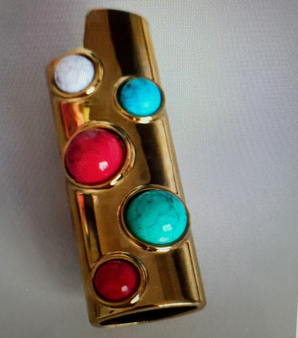 COOLEST Gold-tone Lighter Case with Multi-coloured Stones - photo 2