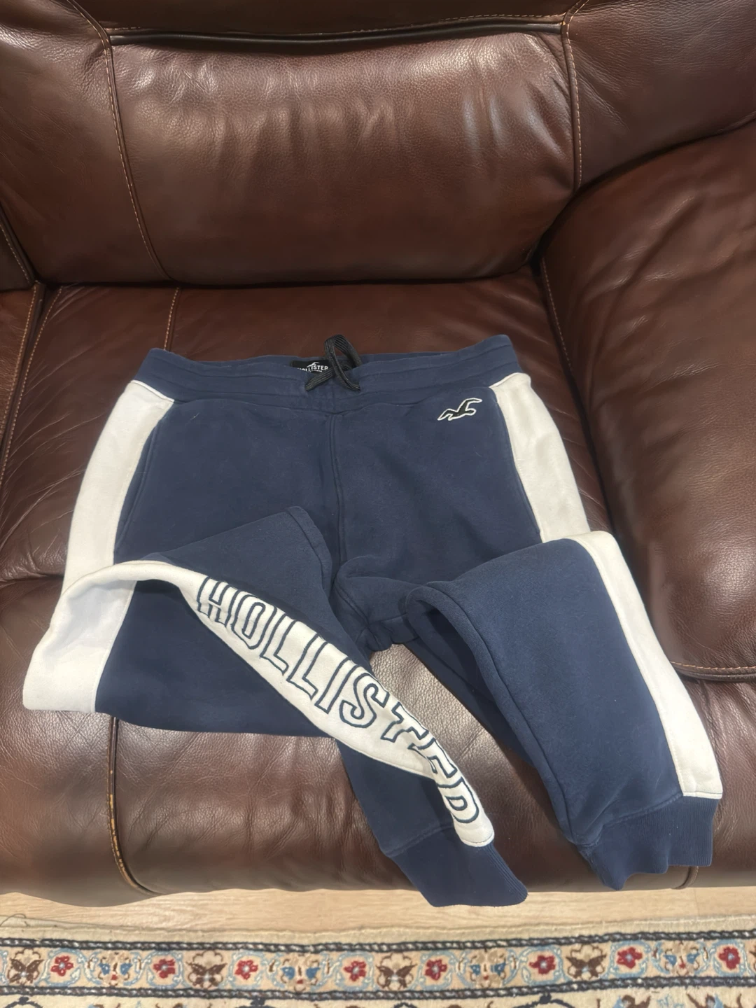 Hollister Navy and White Joggers