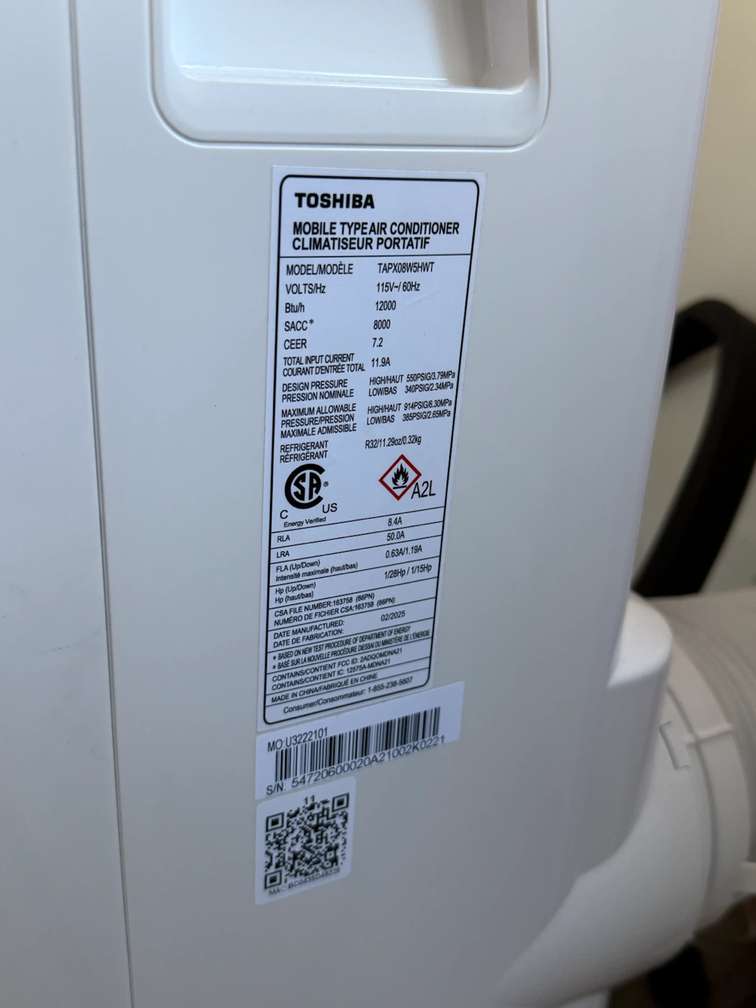 Toshiba 12000 BTU Portable Air Conditioner - photo 2