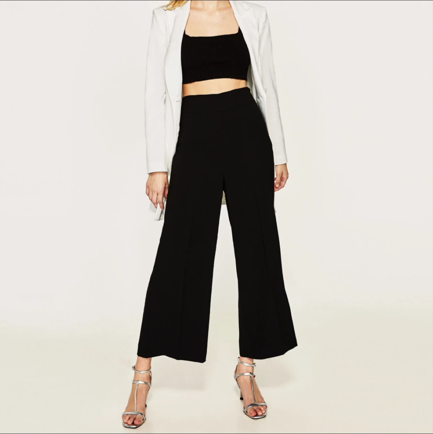 Zara high-waisted wide leg culottes L - photo 2