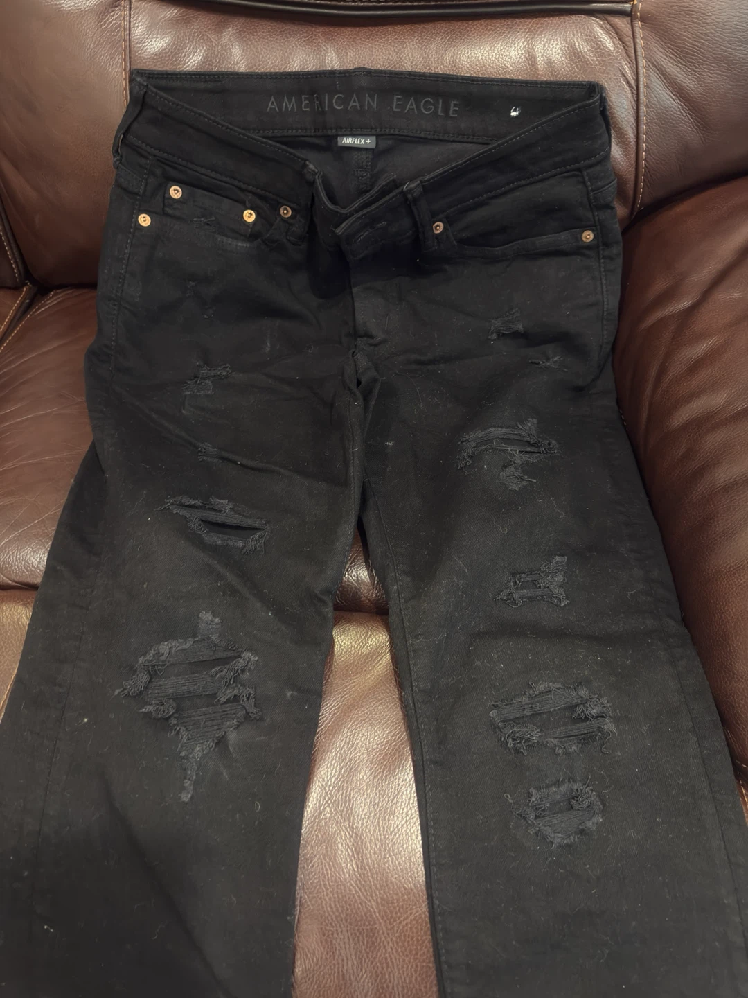 American Eagle Airflex+ Black Distressed Jeans