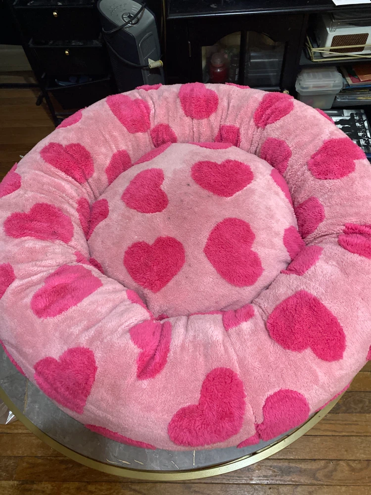 Pink Heart Print Pet Bed