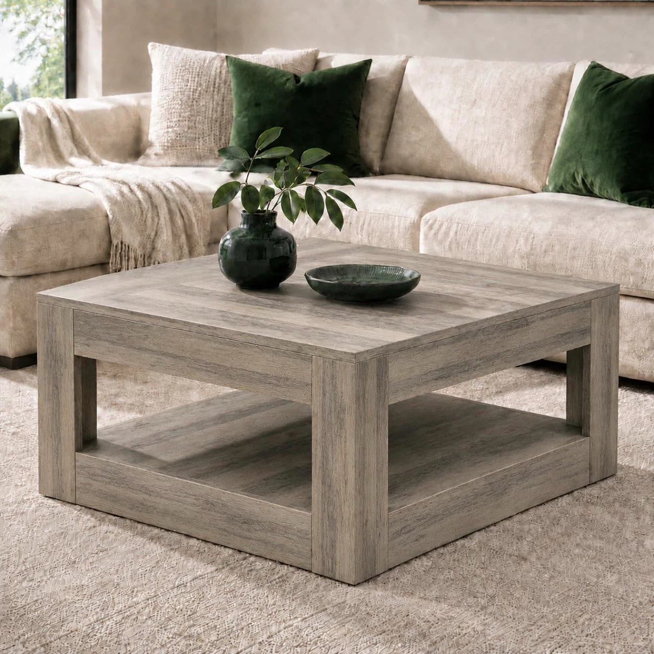 Square Coffee Table in Rustic Gray